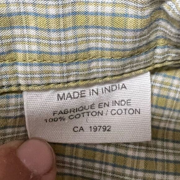 Timberland Men's 100% Cotton Button Down Oxford Shirt Green Plaid Size Large - Picture 4 of 5